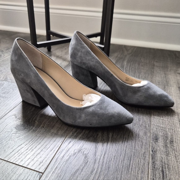 ​Botkier New York Grey Suede Pointed Toe Stella Block Heel Pumps 7.5 - Picture 5 of 7